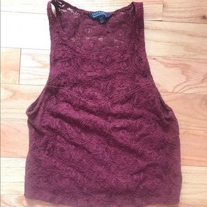 Maroon lace crop top